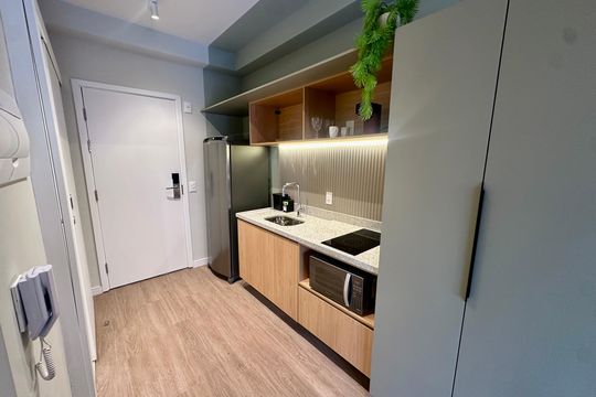 Cozinha de kitnet/studio à venda com 1 quarto, 50m² em Campo Belo, São Paulo