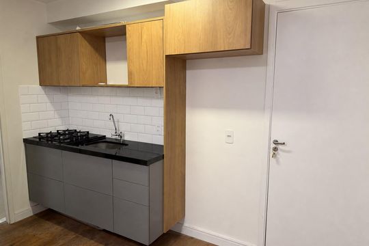 Cozinha de apartamento para alugar com 1 quarto, 25m² em Barra Funda, São Paulo