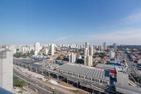 Vista da Varanda de kitnet/studio à venda com 1 quarto, 34m² em Campo Belo, São Paulo
