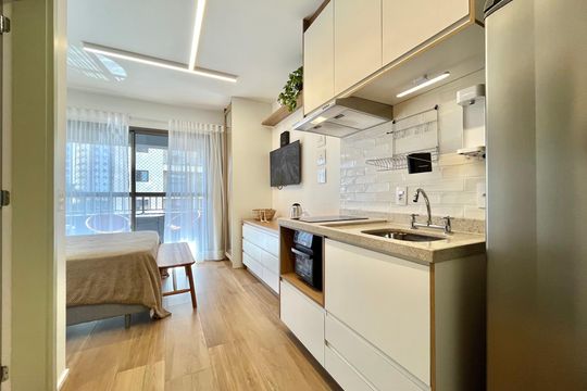 Cozinha de kitnet/studio para alugar com 1 quarto, 24m² em Vila Mascote, São Paulo