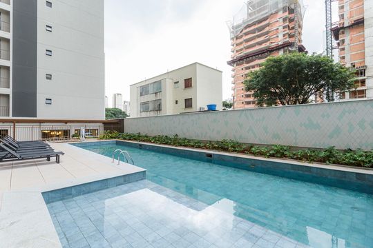 Área comum - Piscina de kitnet/studio para alugar com 1 quarto, 27m² em Vila Olímpia, São Paulo
