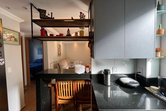 Cozinha de apartamento à venda com 2 quartos, 44m² em Chácara Cotia, Contagem