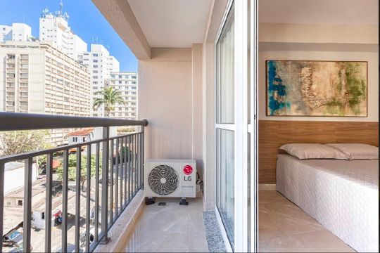 Varanda de kitnet/studio para alugar com 1 quarto, 31m² em Bela Vista, São Paulo