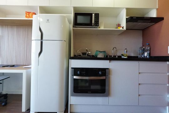 Cozinha de kitnet/studio para alugar com 1 quarto, 23m² em Vila Mariana, São Paulo