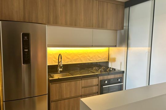Cozinha de apartamento à venda com 2 quartos, 48m² em Jardim Novo Horizonte, Valinhos