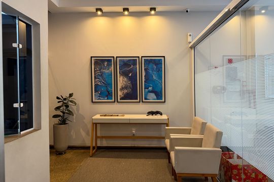 Hall de entrada de apartamento para alugar com 1 quarto, 51m² em Gonzaga, Santos