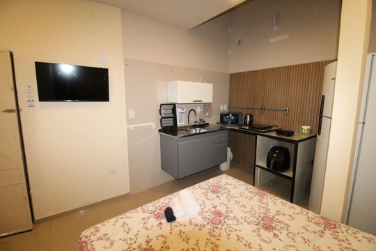 Quarto / Cozinha de kitnet/studio para alugar com 1 quarto, 28m² em Vila Industrial, São José dos Campos