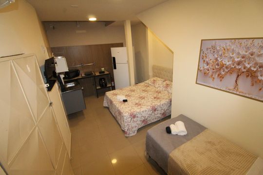 Quarto / Cozinha de kitnet/studio para alugar com 1 quarto, 28m² em Vila Industrial, São José dos Campos