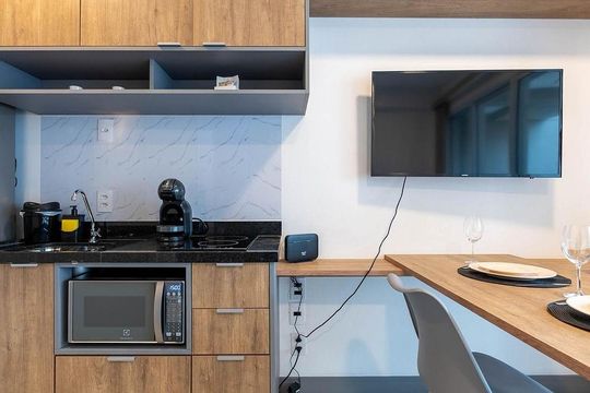 Cozinha de apartamento para alugar com 1 quarto, 29m² em Pompeia, São Paulo