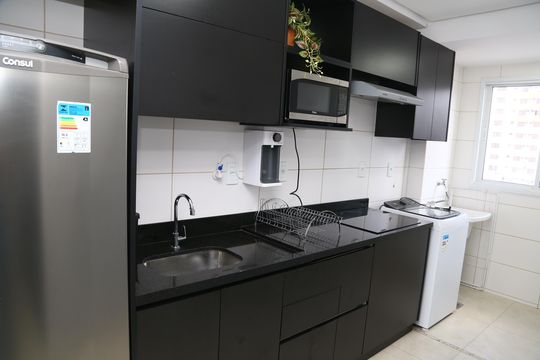 Cozinha de apartamento para alugar com 1 quarto, 56m² em Setor Marista, Goiânia