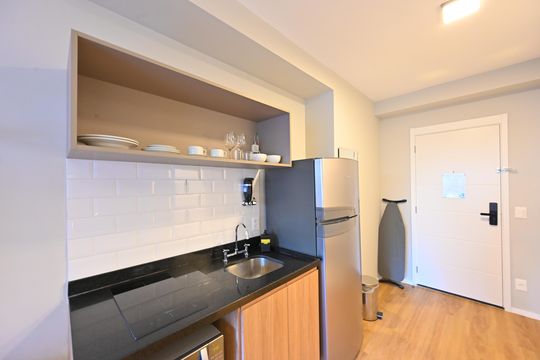 Cozinha de kitnet/studio para alugar com 1 quarto, 28m² em Vila Clementino, São Paulo