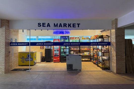Área comum - Mini Mercado de apartamento para alugar com 2 quartos, 58m² em Garagem, Santos