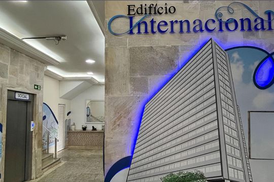 Hall de entrada de apartamento para alugar com 1 quarto, 47m² em Itararé, Santos