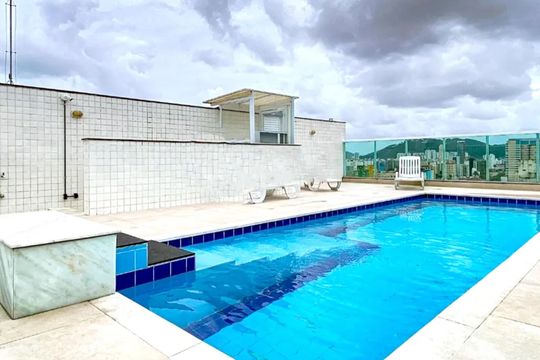 Área comum - Piscina de apartamento para alugar com 1 quarto, 54m² em Macuco, Santos