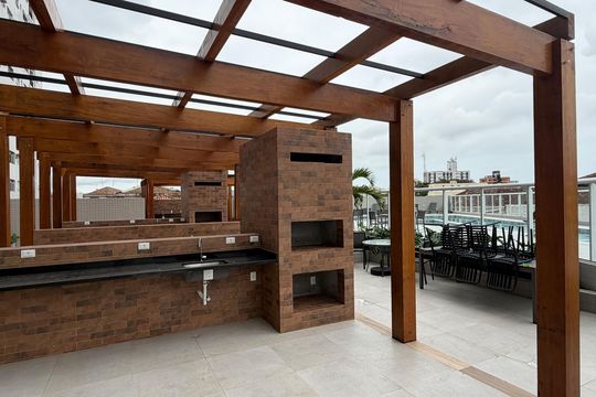 Área comum - Churrasqueira de apartamento para alugar com 1 quarto, 38m² em Macuco, Santos