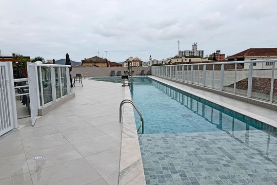 Área comum - Piscina de apartamento para alugar com 1 quarto, 38m² em Macuco, Santos