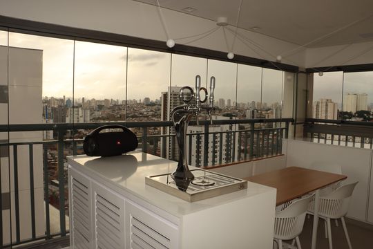 Varanda da Sala de apartamento à venda com 2 quartos, 73m² em Vila Independencia, São Paulo