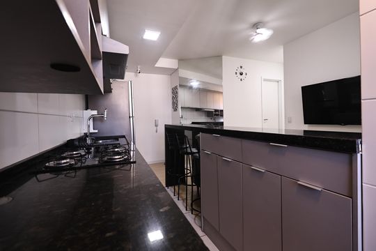 Cozinha de apartamento à venda com 2 quartos, 42m² em Campestre, Santo André