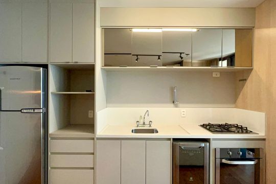 Cozinha de kitnet/studio para alugar com 1 quarto, 47m² em Pinheiros, São Paulo