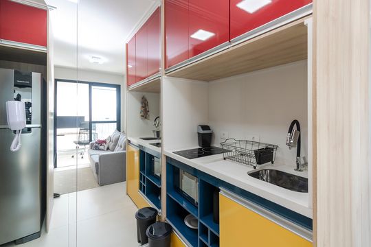Cozinha de kitnet/studio para alugar com 1 quarto, 28m² em Campo Belo, São Paulo