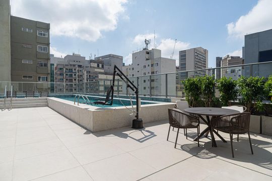 Área comum - Piscina de apartamento para alugar com 1 quarto, 22m² em Bela Vista, São Paulo