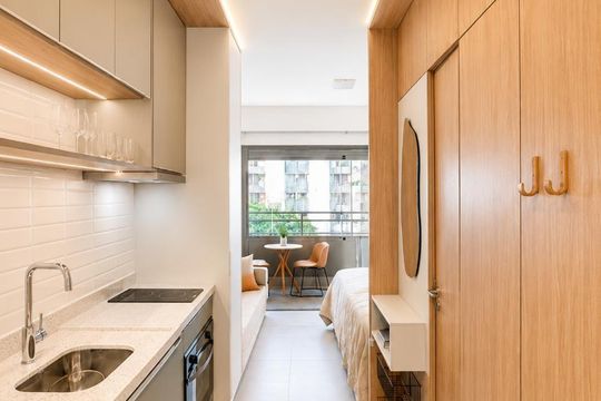 Cozinha de kitnet/studio para alugar com 1 quarto, 30m² em Campo Belo, São Paulo