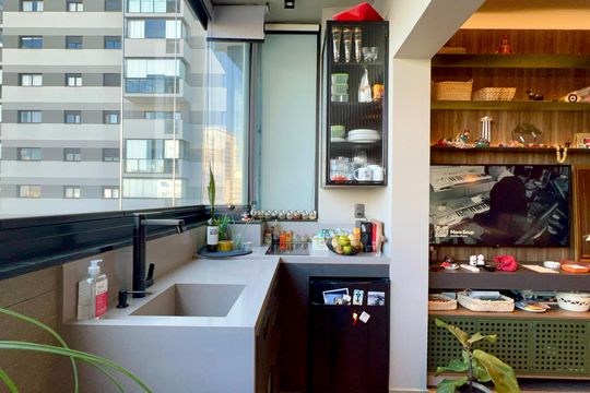 Cozinha de kitnet/studio à venda com 1 quarto, 31m² em Pinheiros, São Paulo
