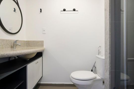 Banheiro de kitnet/studio para alugar com 1 quarto, 19m² em Santa Paula, São Caetano do Sul