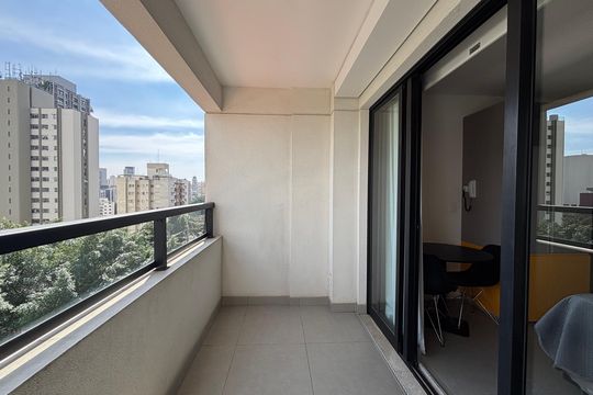 Varanda de kitnet/studio para alugar com 1 quarto, 25m² em Vila Olímpia, São Paulo