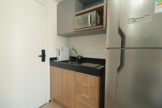 Cozinha de kitnet/studio para alugar com 1 quarto, 27m² em Vila Mariana, São Paulo