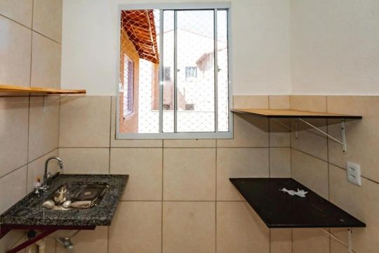 Cozinha de apartamento para alugar com 2 quartos, 52m² em Alphaville Vespasiano, Vespasiano