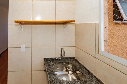 Cozinha de apartamento para alugar com 2 quartos, 52m² em Alphaville Vespasiano, Vespasiano