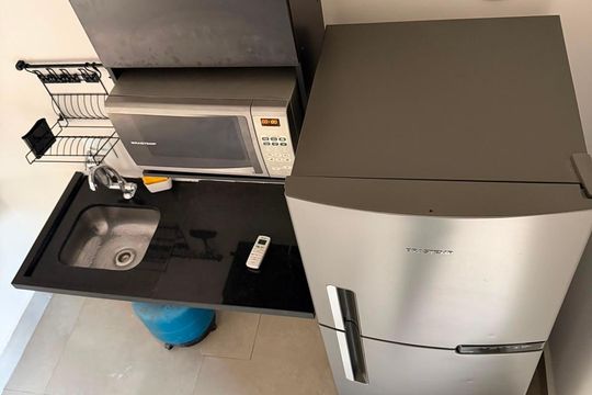 Cozinha de apartamento para alugar com 1 quarto, 30m² em Residencial Florida, Ribeirão Preto