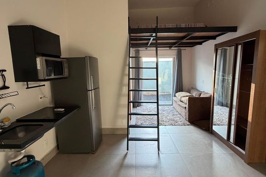 Cozinha de apartamento para alugar com 1 quarto, 30m² em Residencial Florida, Ribeirão Preto