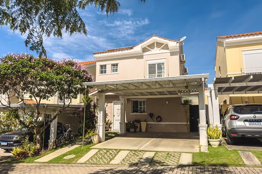 Fachada de casa de condomínio à venda com 3 quartos, 150m² em Casa Bella Bosque Residencial, Indaiatuba