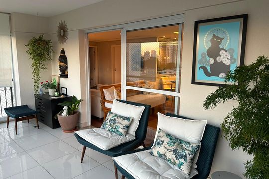 Varanda de apartamento à venda com 3 quartos, 120m² em Vila Campo Grande, São Paulo
