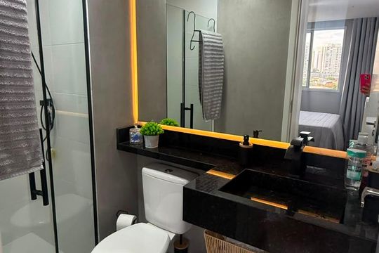 Banheiro de apartamento para alugar com 1 quarto, 26m² em Guaiauna, São Paulo
