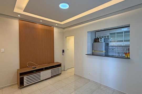 Sala de apartamento para alugar com 1 quarto, 59m² em Aparecida, Santos