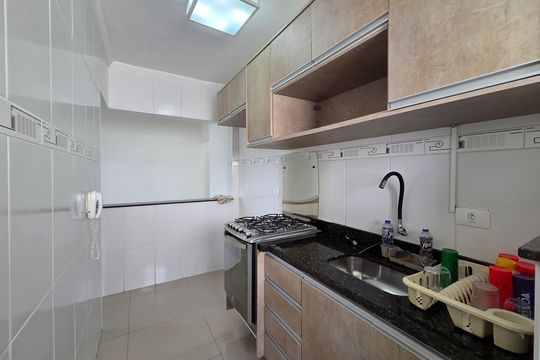 Cozinha de apartamento para alugar com 1 quarto, 50m² em Canto do Forte, Praia Grande