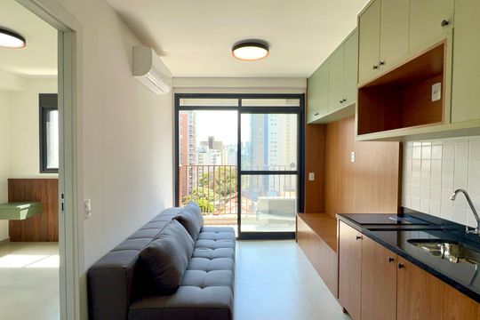 Cozinha de kitnet/studio para alugar com 1 quarto, 28m² em Pinheiros, São Paulo