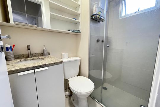 Banheiro de apartamento à venda com 2 quartos, 47m² em Vila Gomes, São Paulo