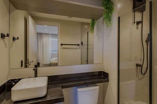 Banheiro de apartamento à venda com 1 quarto, 29m² em Vila Olímpia, São Paulo