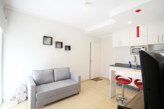 Sala/Cozinha de kitnet/studio para alugar com 1 quarto, 32m² em Parque Fernanda, São Paulo