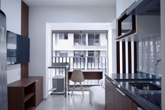 Sala/Cozinha Integrados de apartamento para alugar com 1 quarto, 25m² em Pinheiros, São Paulo