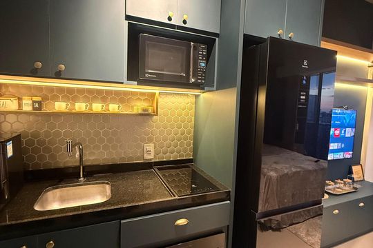 Cozinha de apartamento para alugar com 1 quarto, 35m² em Botafogo (Justinópolis), Ribeirão das Neves