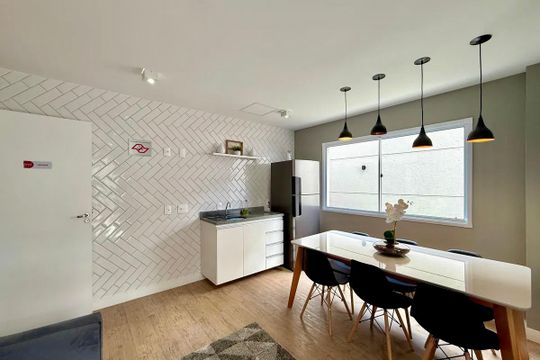 Lounge de kitnet/studio para alugar com 1 quarto, 27m² em Brooklyn, São Paulo