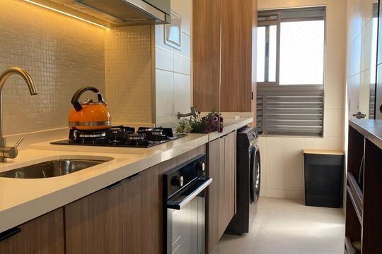 Cozinha de apartamento para alugar com 1 quarto, 46m² em Jardim Marajoara, São Paulo
