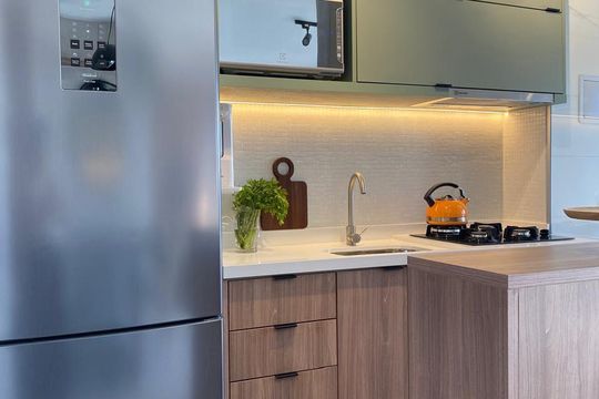 Cozinha de apartamento para alugar com 1 quarto, 46m² em Jardim Marajoara, São Paulo