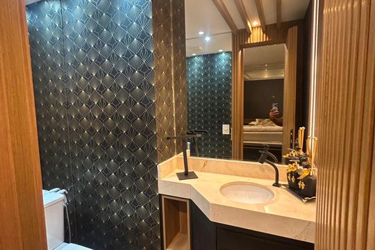 Banheiro de apartamento para alugar com 1 quarto, 59m² em Jardim Goiás, Goiânia