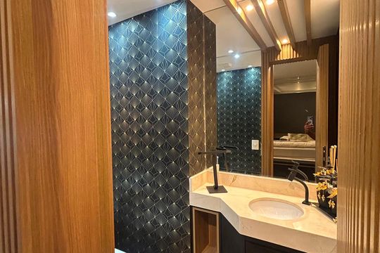 Banheiro de apartamento para alugar com 1 quarto, 59m² em Jardim Goiás, Goiânia
